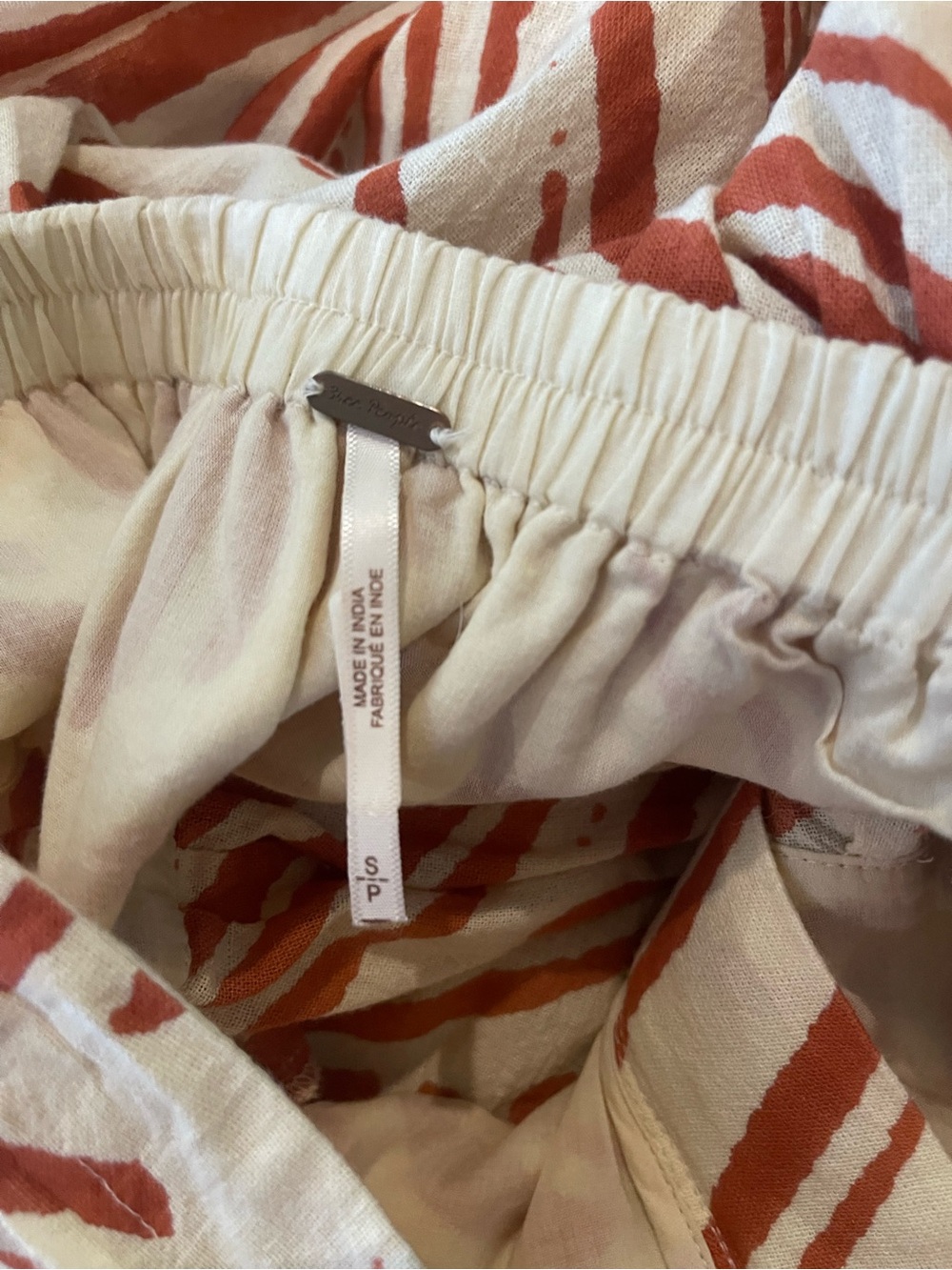 Free People Matchmaker Balloon Cream & Rust Patterned Pants S - Picture 3 of 6